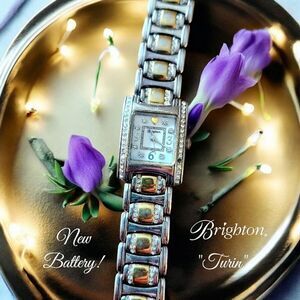 BRIGHTON "Turin" Gold, Silver, and Crystal  watch WEDDING GUEST!